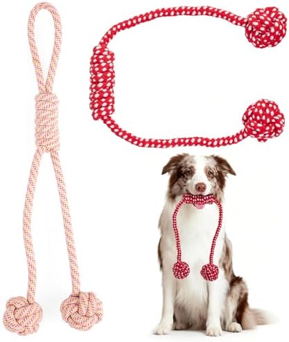 Durable Dog Rope Toys for Medium Dogs, Interactive Dog Toys for Tug of War and Aggressive Chewers. 2 Cotton Pack Indestructible Teeth Cleaning and Interaction Toys.