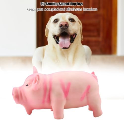 Dog Chew Toy Cute Pig Grunting Squeak Latex Pet Interactive Sound Dog Toy for Puppies for Playtime(Pink)