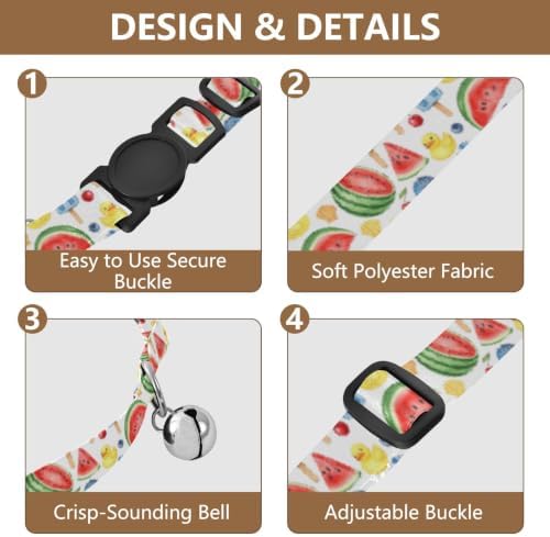 Colorful Ice Cream White Metal Bell Included Kitten Collars 2 Pack Collar for Cats