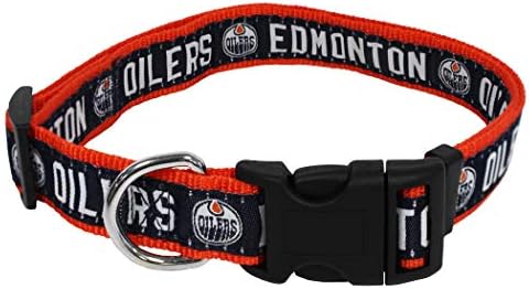 NHL Edmonton Oilers Collar for Dogs & Cats, Large. - Adjustable, Cute & Stylish! The Ultimate Hockey Fan Collar!