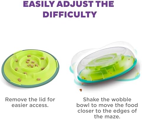Outward Hound by Nina Ottosson Wobble Bowl Slow Feeder Dog Puzzle, Level 1 Beginner, 11.6 inches x 3.5 inches, Multicolored