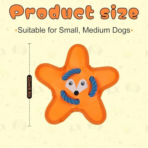 Andiker Squeaky Dog Toys, Cute Star Shape Dog Chew Toys with Squeaker Crinkle Paper Strong Ropes Bright Color Interactive Dog Toys for Puppy Small Medium Dogs Chewing Grinding Teeth (Orange)