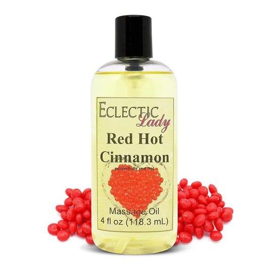 Red Hot Cinnamon Massage Oil, 4 oz, with Sweet Almond Oil and Jojoba Oil