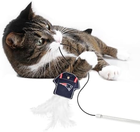 Pets First NFL New England Patriots Team Jersey Wand with CAT NIP, Cat Toy Jersey Shaped Plush Teaser Toy for Cats & Kittens - Interactive Pet Toy for Play & Exercise