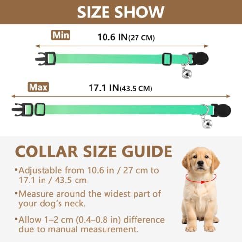 Green Gradient Kitten Collars 2 Pack Collars for Cats Adjustable Length 10.6" to 17.1"