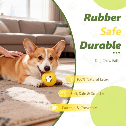 Latex Squeaky Balls for Small Dogs, 2.4" Soft Latex Squeaky Dog Ball Toys, Cute Animals Rubber Bouncy Balls, Puppy Teething Chew Toys for Small & Medium Dogs (2.4"-Set B)