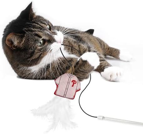 Pets First MLB Philadelphia Phillies Team Jersey Wand with CAT NIP, Cat Toy Jersey Shaped Plush Teaser Toy for Cats & Kittens - Interactive Pet Toy for Play & Exercise