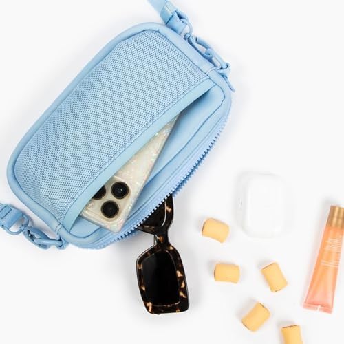Lucy & Co. Crossbody Treat Bag, Pet Treat Pouch, Fanny Pack, Shoulder Bag, Wear 3 Ways, Hidden Poop Bag Dispenser, Zip Dog Snack Pocket, Phone Pocket, Dog Accessories (Denim Blue)