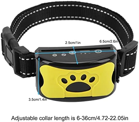Anti Dog Bark Collar, Dog Barking Collar, USB Rechargeable Vibration Intelligent Recognition Training Collar 7 Sensitivity (Lemon Yellow)