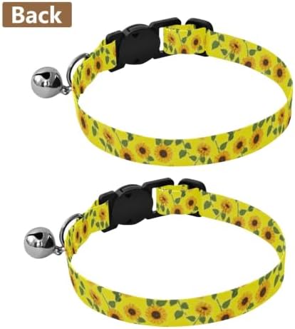 Sunflowers Yellow Metal Bell Included Cat Collars 2 Pack Collar for Cats