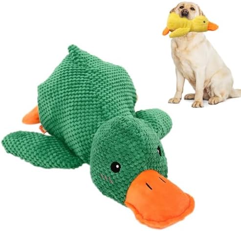Squeaky Plush Duck Dog Toy for Aggressive Chewer with Built-in Sound，Purple