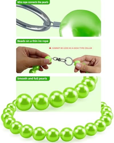 Chunky Pearl Dog Necklace (Beads 20mm),Elegant Classic Super Big Pearl Collar Necklace Accessories for Medium Large Dogs Occasions and Gatherings (Light Green, 2XL(Neck Girth 19''-21.5''))