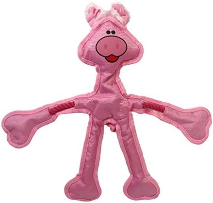 Multipet 43325-1 Skele-Ropes Animals Toy, Pig, 15", Pink