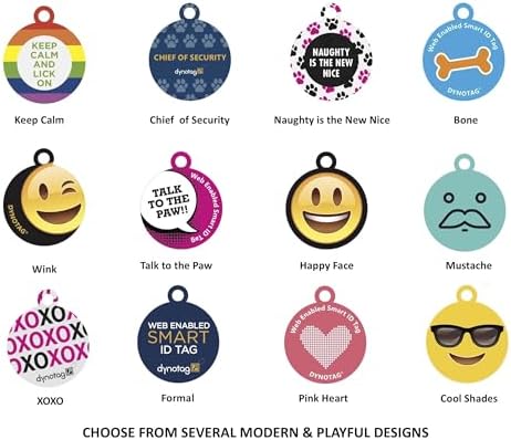 Dynotag® Web Enabled Super Pet ID Smart Tag with DynoIQ™ & Lifetime Recovery Service. Play Series: Round (Talk to The Paw)