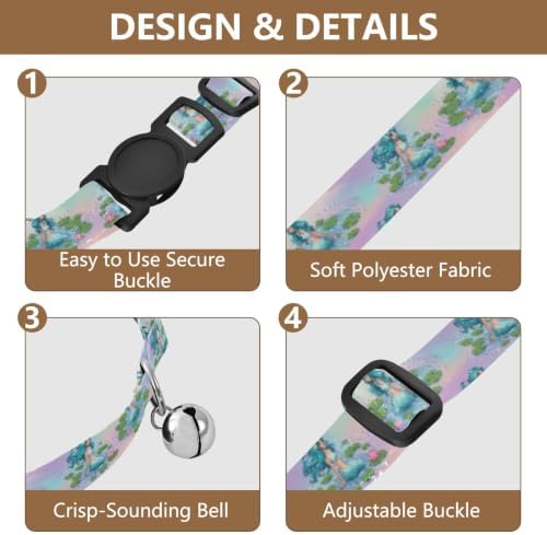 Mermaid Turquoise Soft Polyester Pet Collar, 2 Pack Kitten Bell Collar