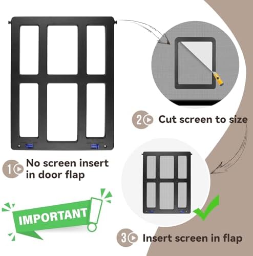 Cat Door for Screen Door with Magnetic Auto-Close, Dual Lockable Tabs Doggy Screen Door, Pet Easy Access for Sliding Screen Door & Window