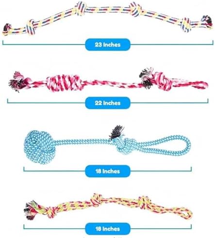 Dog Rope Toys Set, 11 Pack Puppy Chew Toys with Flying Disc, Cotton Rope Ball, Giraffe, Carrot, Knot Toys for Training, Playing, Interactive Pet Toys