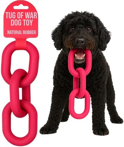 Doug's Dog Supplies Chain Link Tug Toy, Tug Toys for Dogs, Rubber Chain Toy for Tug of War (Pink)