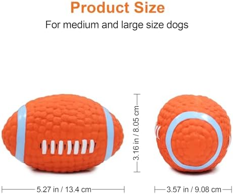 5.2” Squeaky Dog Toy Football, Rugby Shape Interactive Dog Balls for Medium and Large Dogs, Durable Dogs Balls for Chewing and Training (Large,1 Pcs)