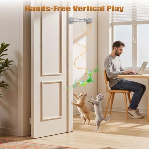 Interactive Cat Toys for Indoor Cats, Clip-On Automatic Flying Bird