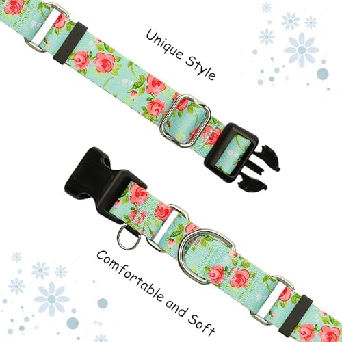 Martingale Collar for Dogs with Buckle No Pull, Green Floral, XS