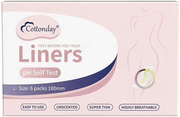 Cottonday Vaginal Health pH Test Liners, Feminine pH Test, Value Pack | Monitor Vaginal Intimate Health & Prevent Infection | Accurate Acidity & Alkalinity Balance (6Pieces)