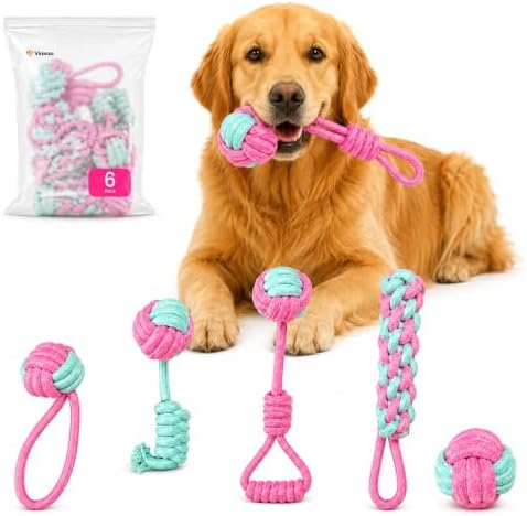 6 Pack Puppy Teething Toys for Aggressive Chewers Dog Rope Toy for Training