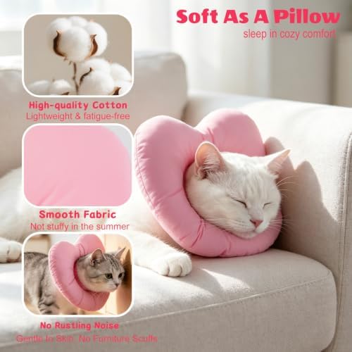 EMUST Soft Cat Cone for After Surgery, Recovery Collar for Kittens Pink, M