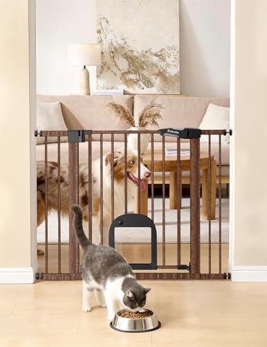 Babelio Baby Gate with Adjustable Cat Door, CatPrivilege III, 29-43"
