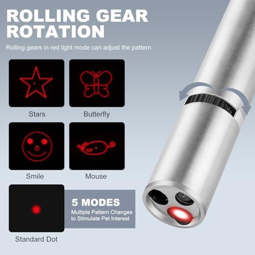Cat Laser Pointer Toy, 3 Light Modes, 5 Fun Patterns, 2 Pack