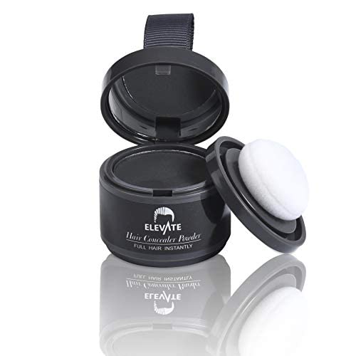 ELEVATE Hair Line Powder Instantly Conceal Hair Loss for Thinning Areas - Shadow Makeup - Root Cover Touch Up with Puff Touch - Instant Gray Coverage for Men and Women (Black)