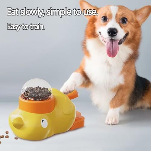 2-in-1 Interactive Dog Puzzle Toy & Slow Feeder - Duck-Shaped Treat Dispenser, Press Tail to Rotate & Release Snacks, Food-Grade ABS, Washable for Small/Medium Dogs & Cats