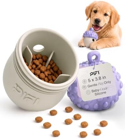PiFi Silicone Dog Treat Dispenser & Puzzle Feeder for Medium Dogs, 5x3.8 in | Slow Feeder, BPA-Free Silicone for Wet, Dry & Frozen Treats, Twist-Apart Easy Clean