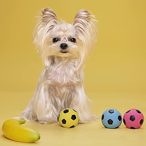 Squeaky Dog Ball, Soft Latex Rubber Squeaky Dog Toys for Small Dogs Puppies, Cute Bounce Squeak Toys Play Fetch Soccer Ball