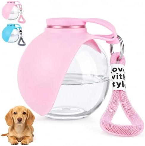 2 in 1 Portable Dog Water Bottle Tumbler, 10oz Stainless Steel (Pink)