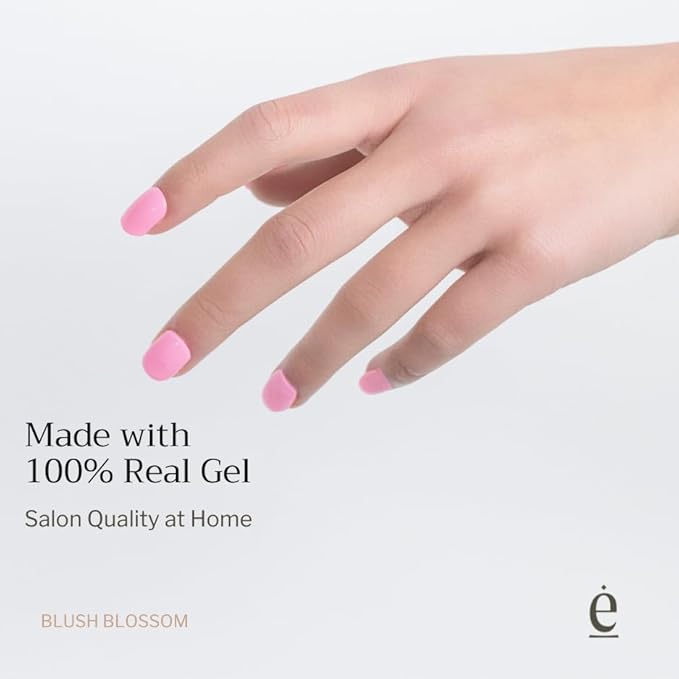 34 Piece Fully Cured Gel Nail Strips With No UV Light Needed, 14+ Days Gel Nail Polish Stickers, Salon Quality, Easy to Apply & Remove – Toxin Free, No Damage (Blush Blossom)
