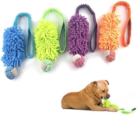 Dog Puppy Toys Dog Squeak Toys Plush Dog Toy with Dog Ropes Knots for Fun and Teeth Cleaning,Tug of War Toys, Puppy Chew Toys, Dog Rope Toys for Training Small, Large Dogs (Green, Dog Bite Ball Toy)