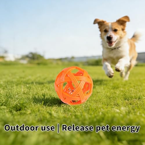 Dog Ball Toy with Bell for Small Dogs& Puppy, Small Dog Ball for Boredom Relief & Teething, TPR Chew Resistant Interactive Fetch Toy.