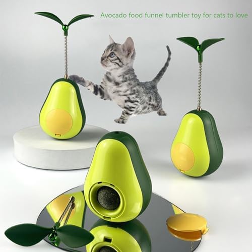 2 Pack Cat Catnip Toys Cat Puzzle Toys Tumbler 3-in-1 Interactive Feather Wand Cat Toys for Indoor Avocado Cat Feeder Funny Kitten Toy (2 Pack)