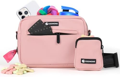 Dog Treat Pouch with Removable Small Pet Training Treat Pouches, Built-in Poop Bag Dispenser, Adjustable Shoulder Strap Cross Body Dog Walking Bag (Pink)