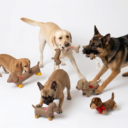Fuzzl Sizzles Tugga Dachshund Rope Toy for Puppies and Small Medium Dogs