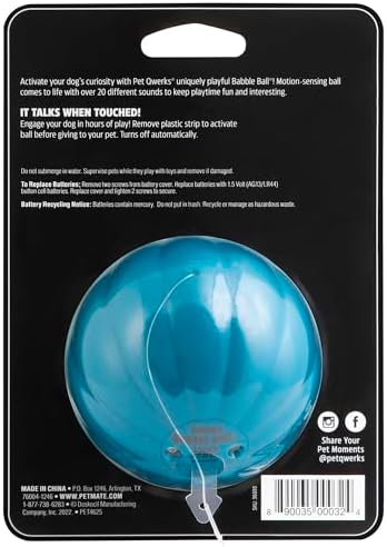 Pet Qwerks Talking Babble Ball - Interactive Chew Dog Toy - Large