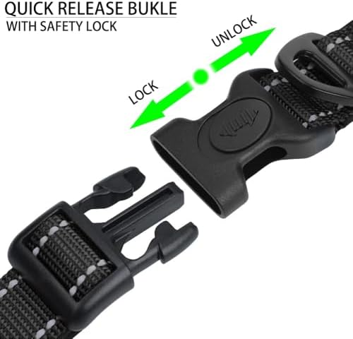 JSXD AirTag Dog Collar, Night Reflective Nylon Dog Collar for Small Medium Large Dogs,Lockable Quick Release Buckle,Padded Breathable Pet Collar with AirTag Holder (Black, Large)