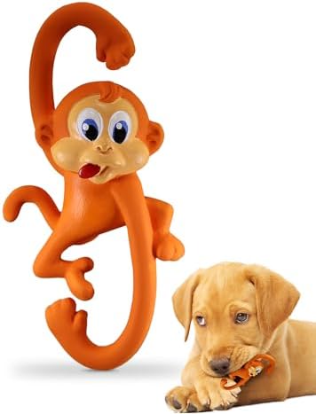 PetSport Naturflex Monkey - Squeaky Latex Rubber Dog Toys, Interactive Play for Small & Medium Dogs, Puppy Toy with Squeaker, Soft & Durable Pet Product - 6"
