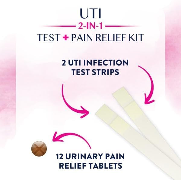Monistat Maintain UTI Test and Pain Relief Kit, UTI Test Strips and Urinary Pain Relief Tablets, Cranberry Flavor Coating, 2 Test Strips and 12 Tablets (Pack of 4)