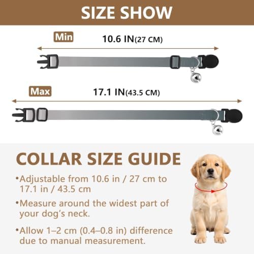 Grey Gradient Cat Bell Collar 2 Pack Pet Collar Adjustable 10.6 to 17.1 Inches