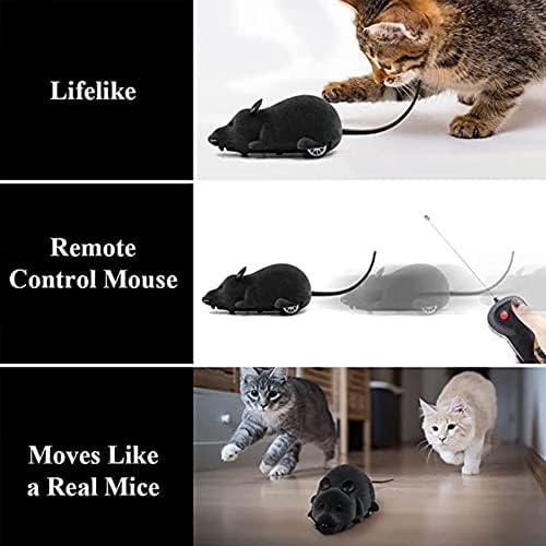 Remote Control Rat Toy, Electric RC Mouse Toy Emulation Flocking Rat Toy Interactive Cat Toys Pet Toys Funny Wireless Chasing Prank Joke Scary Trick Rats Animal for Pets Novelty Gift