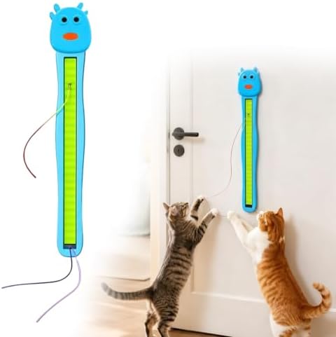 Interactive Cat Toys for Indoor Cats - Wall Mounted Electric Auto Motion Flying Rope Interactive Toy for Indoor Cats, Motion-Activated Flying Rope with Suction Cup for Boredom Relief (Blue)