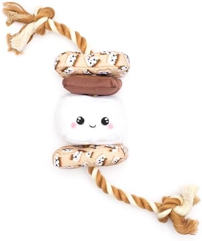 The Worthy Dog Icons Pattern Tough Plush Squeaky Dog Toy, S'Mores