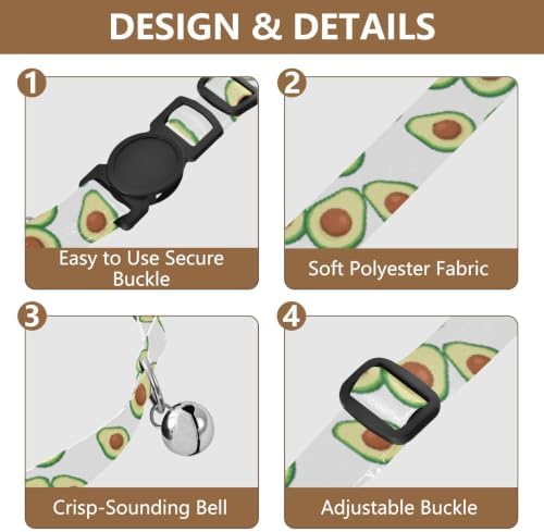 Avocado White Cat Collars with Bell 2 Pack Cat Collars Adjustable 10.6 to 17.1 Inches